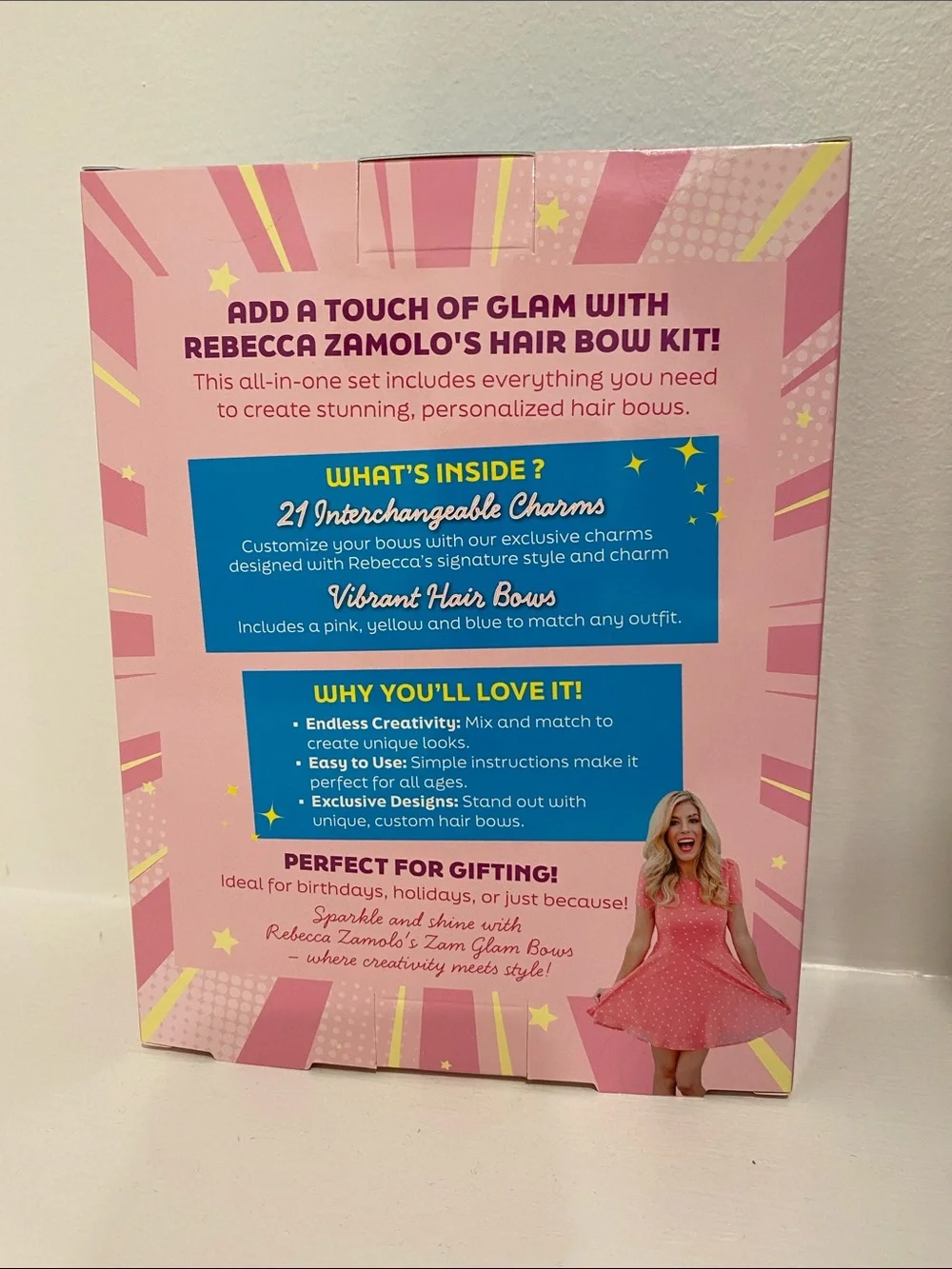 NEW IN BOX Zam Glam Pink Curly Cues Bows with Interchangeable Charms